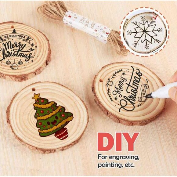 Natural Wood Slices 30Pcs 3.1''-3.5'' - Picture 6 of 10